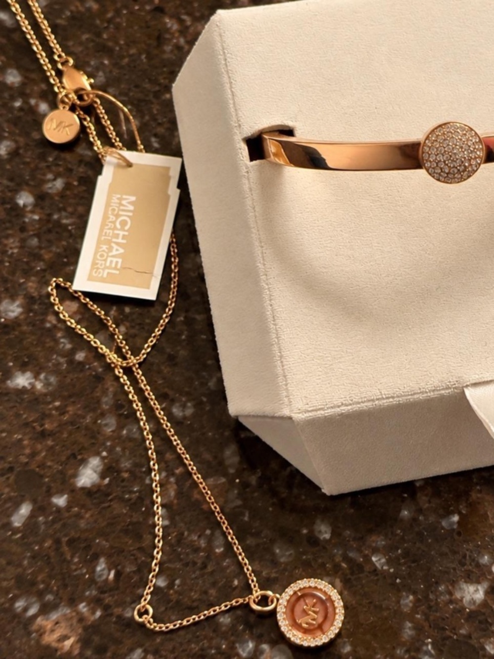 Michael Kors Rose Gold Jewelry Set – Bracelet & Necklace